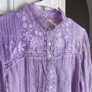 Love Shack Fancy Ronda Voile Blouse. Size Small